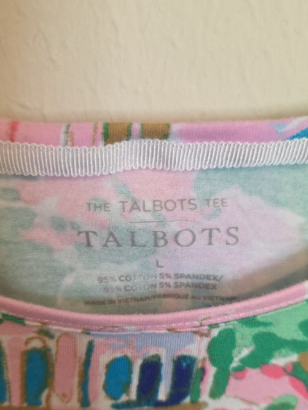 Talbots Pink, Green and Blue Floral Crewneck Tee - Picture 2 of 7